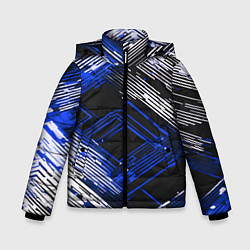 Куртка зимняя для мальчика Киберпанк линии белые и синие, цвет: 3D-красный