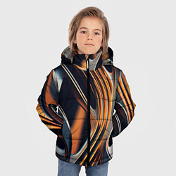 Куртка зимняя для мальчика Слияние красок оранжевого и чёрного абстракция, цвет: 3D-красный — фото 2