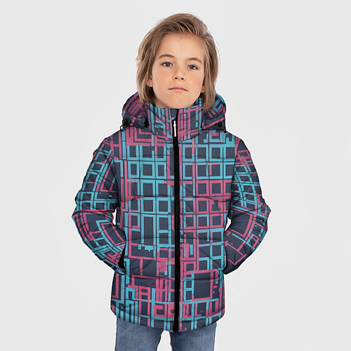 Зимняя куртка для мальчика Разноцветные толстые линии / 3D-Светло-серый – фото 3