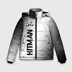 Куртка зимняя для мальчика Hitman glitch на светлом фоне по-вертикали, цвет: 3D-черный