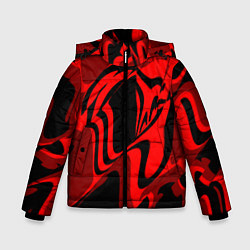 Куртка зимняя для мальчика Черно-красное предупреждение, цвет: 3D-черный