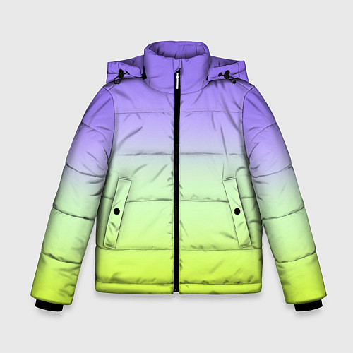 Зимняя куртка для мальчика Фиолетовый мятный и желто-зеленый градиент / 3D-Светло-серый – фото 1