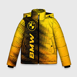 Куртка зимняя для мальчика BMW - gold gradient по-вертикали, цвет: 3D-черный