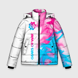 Куртка зимняя для мальчика Gears of War neon gradient style по-вертикали, цвет: 3D-черный