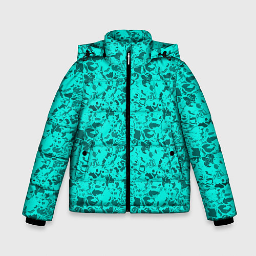 Зимняя куртка для мальчика Текстура камень цвета морской волны / 3D-Светло-серый – фото 1