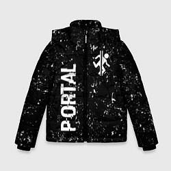 Зимняя куртка для мальчика Portal glitch на темном фоне вертикально
