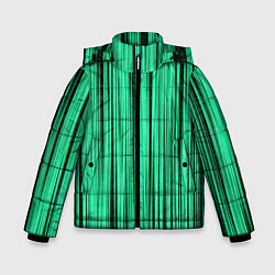 Куртка зимняя для мальчика Абстракция полосы зелёные, цвет: 3D-черный
