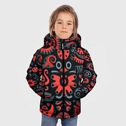 Куртка зимняя для мальчика Красно-черный узор в славянском стиле, цвет: 3D-красный — фото 2