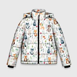 Куртка зимняя для мальчика Акварельные сказочные лесные звери от нейросети -, цвет: 3D-черный