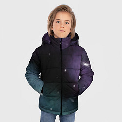 Куртка зимняя для мальчика Космос и звезды на темном фоне, цвет: 3D-черный — фото 2