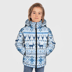 Куртка зимняя для мальчика Blue sweater with reindeer, цвет: 3D-светло-серый — фото 2
