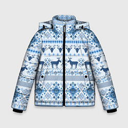 Куртка зимняя для мальчика Blue sweater with reindeer, цвет: 3D-черный