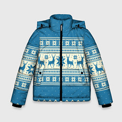 Куртка зимняя для мальчика Sweater with deer on a blue background, цвет: 3D-светло-серый