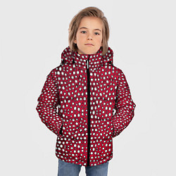 Куртка зимняя для мальчика Белые пузырьки на красном фоне, цвет: 3D-черный — фото 2