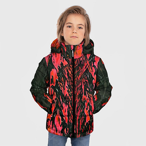 Зимняя куртка для мальчика Демонический доспех красный / 3D-Светло-серый – фото 3