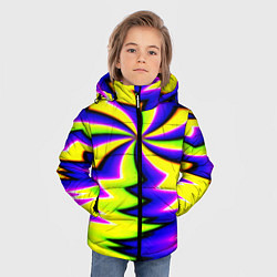 Куртка зимняя для мальчика Неоновая фрактальная абстракция, цвет: 3D-красный — фото 2