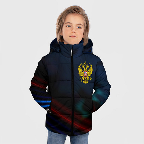 Зимняя куртка для мальчика Спортивная россия герб / 3D-Светло-серый – фото 3