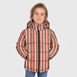 Куртка зимняя для мальчика Полоса красная зеленая, цвет: 3D-черный — фото 2