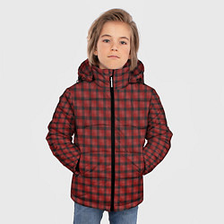 Куртка зимняя для мальчика Классическая красная клеточка, цвет: 3D-черный — фото 2