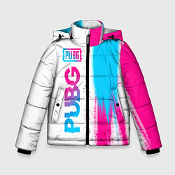 Куртка зимняя для мальчика PUBG neon gradient style по-вертикали, цвет: 3D-черный