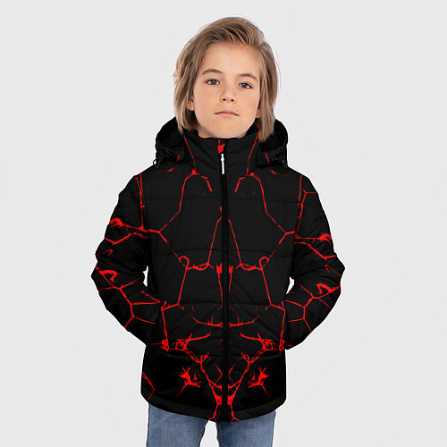 Зимняя куртка для мальчика Кровавые трещины / 3D-Светло-серый – фото 3