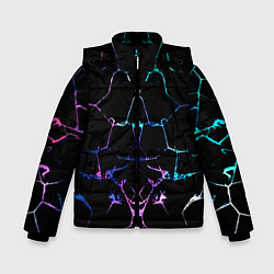 Куртка зимняя для мальчика Неоновые трещины узоры, цвет: 3D-светло-серый