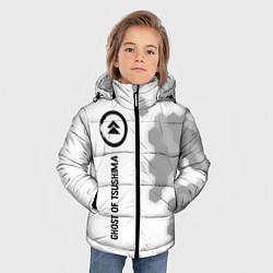 Куртка зимняя для мальчика Ghost of Tsushima glitch на светлом фоне по-вертик, цвет: 3D-черный — фото 2