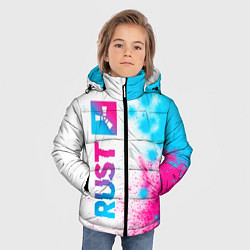 Куртка зимняя для мальчика Rust neon gradient style по-вертикали, цвет: 3D-черный — фото 2