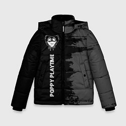 Куртка зимняя для мальчика Poppy Playtime glitch на темном фоне по-вертикали, цвет: 3D-черный