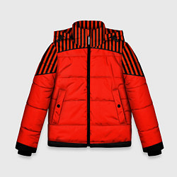 Куртка зимняя для мальчика Оранжево черный комбинированный узор в полоску, цвет: 3D-светло-серый