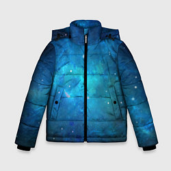 Куртка зимняя для мальчика Голубой космос, цвет: 3D-черный