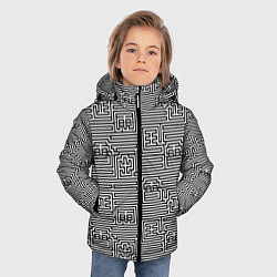Куртка зимняя для мальчика Лабиринт с иероглифами, цвет: 3D-светло-серый — фото 2