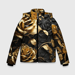 Зимняя куртка для мальчика Металлические розы золотые и черные