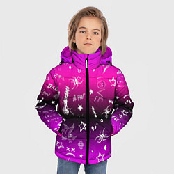 Куртка зимняя для мальчика Тату Лил Пипа на фиолетовом, цвет: 3D-светло-серый — фото 2