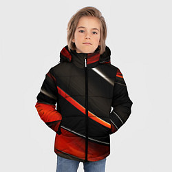 Куртка зимняя для мальчика Красные и черные вставки, цвет: 3D-светло-серый — фото 2