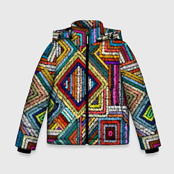Куртка зимняя для мальчика Этнический узор вышивка, цвет: 3D-светло-серый