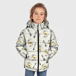 Куртка зимняя для мальчика Стальная броня - буквеный паттерн, цвет: 3D-черный — фото 2