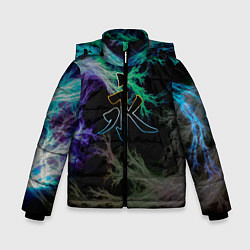 Куртка зимняя для мальчика Неоновый иероглиф, цвет: 3D-светло-серый