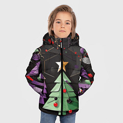 Куртка зимняя для мальчика Оригамная елка, цвет: 3D-черный — фото 2