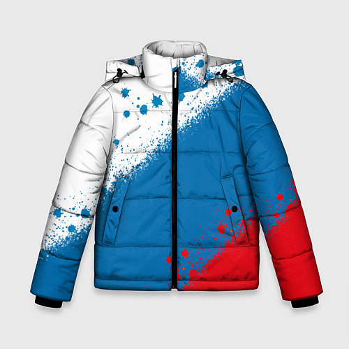 Зимняя куртка для мальчика Российский триколор / 3D-Красный – фото 1
