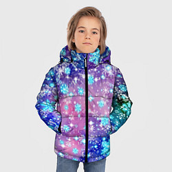 Куртка зимняя для мальчика Снежинки - морозный паттерн, цвет: 3D-красный — фото 2