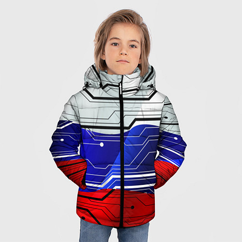 Зимняя куртка для мальчика Символика: русский хакер / 3D-Светло-серый – фото 3
