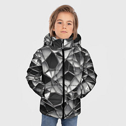 Куртка зимняя для мальчика Чёрно-белая сетка, цвет: 3D-светло-серый — фото 2