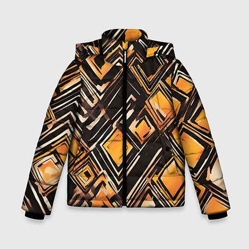 Зимняя куртка для мальчика Жёлтые ромбы и линии / 3D-Красный – фото 1