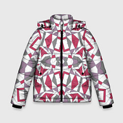 Куртка зимняя для мальчика Геометрический узор красно серый, цвет: 3D-красный