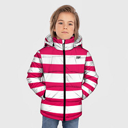 Куртка зимняя для мальчика Красно белый узор в полоску, цвет: 3D-черный — фото 2