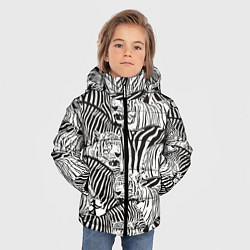 Куртка зимняя для мальчика Зебры и тигры, цвет: 3D-светло-серый — фото 2