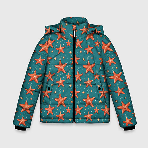 Зимняя куртка для мальчика Морские звезды тоже хотят на ёлку / 3D-Красный – фото 1