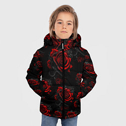 Куртка зимняя для мальчика Красные розы цветы, цвет: 3D-черный — фото 2