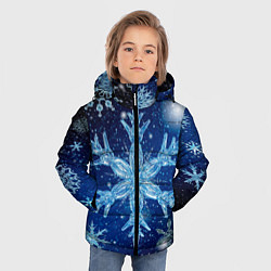 Куртка зимняя для мальчика Новогодние снежинки кружатся, цвет: 3D-черный — фото 2